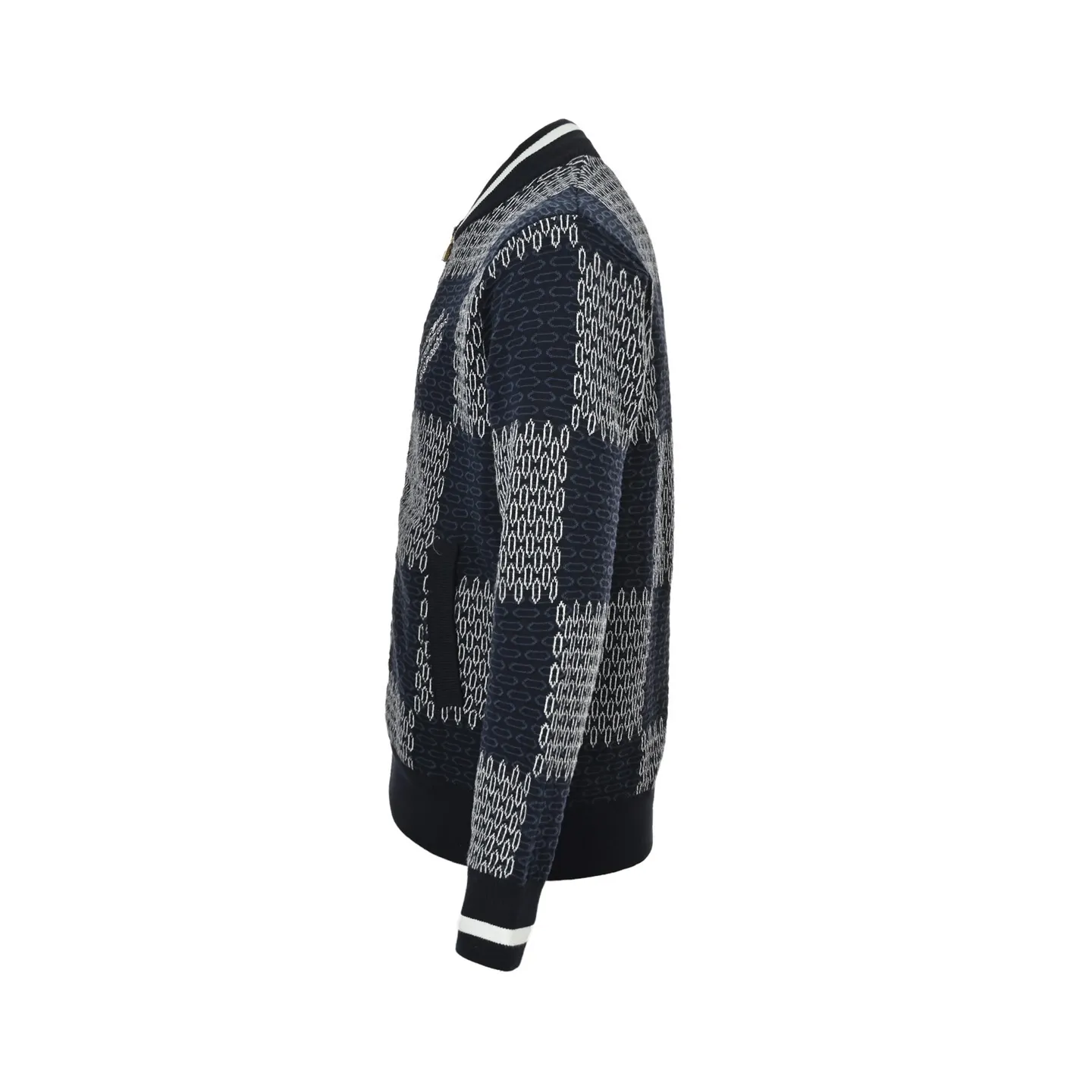 Louis Vuitton/Louis Vuitton 25Fw checkerboard jacquard knitted zipper jacket